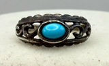 Vintage Sterling Silver Turquoise Cabochon Scroll Ring Size 7.5 Southwestern Photo 0