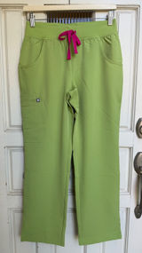 FIGS Kade Cargo Scrub Pants Matcha Green Pink Drawstring Size XS Petite 1000219P Photo 0