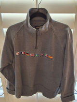 Vintage Express World Brand Quarter Zip Pullover Sweatshirt Gray Flags Size M Photo 0