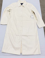 Scoop Faux Leather Utility Trench Coat Winter White Vegan Long Jacket Womens L Photo 0