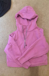 Dahlia Mauve Scuba Oversized Half-Zip Hoodie- Size XS/S Photo 0