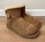 UGG Bailey Button Chestnut Brown Ankle Boots, Size 8 Photo 0