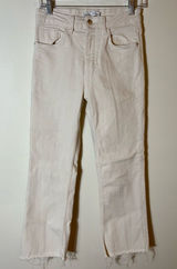 ZARA Off-White High Rise Straight Leg Jeans Raw Hem Size 4 Photo 0