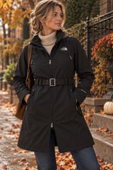 The North Face Apex Belted Softshell Trench Coat Jacket Womens Large Black Photo 0