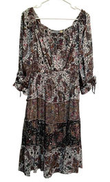 Figueroa & Flower Women's Size Large Midi Dress Boho Paisley Floral Off Shoulder Photo 0