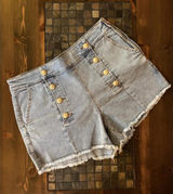 Vintage Y2K Cookie & Sebastian Light Wash Gold Button Denim Shorts size small Photo 0