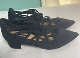 Design Lab‎ By Lord & Taylor Black Suede Upper Heels Lace Shoe Size 9.5 BinC Photo 0