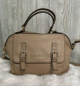 kate spade taupe leather satchel with buckled flap- Allen Street Raquelle Photo 0