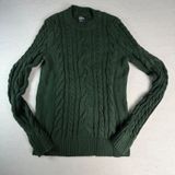 Eddie Bauer Womens XS Forest Green 100% Cotton Cable Knit Crew Neck Sweater Photo 0