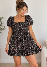 Who What Wear Animal Print Linen Blend Square Neck Puff Sleeve Mini Dress XL Photo 0
