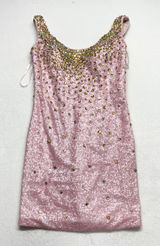 La‎ Femme Sequin Crystal Mini Dress Womens Sz 6 Pink Glam Homecoming Y2K Photo 0