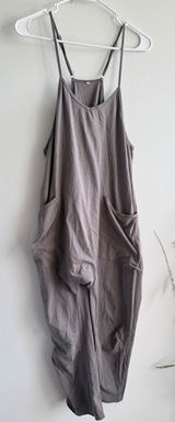 Fashion Gray Slouchy‎ Harem Jumpsuit Womens Small Cotton Spandex CQ-941M Pocket Photo 0