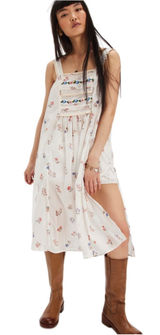 Free People White The Way Back Floral Print Maxi Top /Dress Cotton Embroidery XS Photo 0