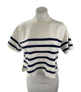 Abercrombie & Fitch White Blue Striped Short Sleeve Mock Neck Sweater Top Sz M Photo 0