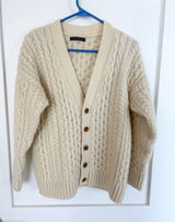 Brandy Melville Cream Cable Knit Wool Blend Cardigan Button Front Chunky -M Photo 0