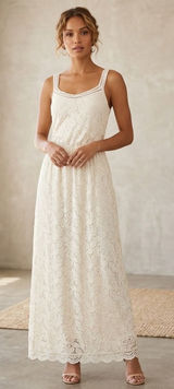Bar III Womens Ivory Floral Lace Sleeveless Maxi Dress Cream Boho Cottagecore XL Photo 0