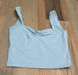 ReoRia Ruched Square Neck Crop Tank Top Size S Light Blue Sleeveless Bodycon Photo 0