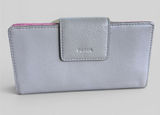 Fossil heather grey leather slim ladies wallet minimalist pink interior retro Photo 0