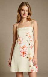 NWOT Farm Rio Linen Blend Floral Print Sleeveless Mini Dress Elastic Waist Sz M Photo 0