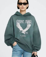 Anine Bing Ash Eagle Hoodie in Emerald Womens Small Green Photo 0