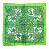 Vintage Green Paisley Square Scarf Boho Floral Hair Neck Head Wrap Photo 0