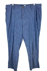 Gap 100% Cotton Blue Chambray Lightweight High Rise Cropped Pants Size 14 Photo 0