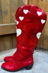 Red and White Heart Cowgirl Boots Photo 0