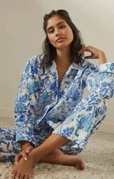 Roller Rabbit Women’s Amanda Printed Loungewear Top in Blue/White Size M Photo 0