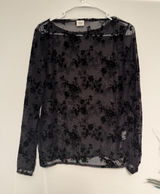 Abercrombie & Fitch Womens Black Floral Burnout Velvet Mesh Long Sleeve Top L Photo 0
