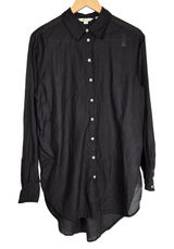 Boden T1208 Black Button Down Long Sleeve Shirt US 6 UK 10 Cotton‎ Viscose Tunic Photo 0