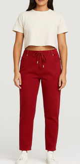 Judy Blue Garment Dyed Red Drawstring Skinny Jeans Size 7/28 Photo 0