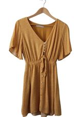 Abercrombie & Fitch Yellow Orange Mini Short Sleeve Bow V-neck Dress Size Medium Photo 0