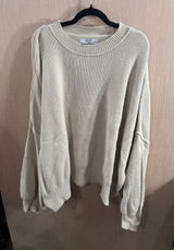 Women’s Grey Bandit Knit Oversized Crewneck Sweater - Cream Size XXL Photo 0
