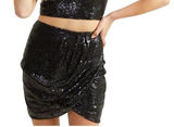 Altar'd State Black Sequin Skirt Size XS Lined Faux‎ Wrap Front Going Out Party Photo 0
