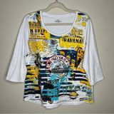 Palm Grove Bon Voyage‎ Sequin Graphic Scoop Neck 3/4 Sleeve Tee Photo 0