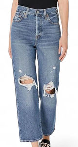 Levi's‎ Jeans Womens 28 Blue Ribcage Straight Ankle Waterless Dark Wash Denim Photo 0