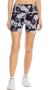 Frankies Bikinis Black Floral Print Bike Shorts Shorts, M Photo 0