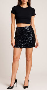 Vintage Teenflo Sequin Mini Skirt Black– Women’s 2 Photo 0