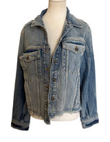 FREE‎ PEOPLE We The Free Denim Cropped Distressed Jacket Size Medium Photo 0