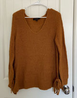 NWOT | Love Tree women’s brown thick knit v-neck tied sides sweater‎ small Photo 0