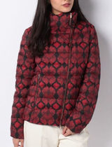 Desigual Heart Pattern‎ Down Feather Puffer Jacket High Neck Assymetric Zip Photo 0
