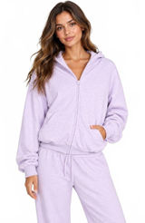 Skims Cotton Fleece Classic Zip Up Hoodie Purple Heather Women's Size XS NWT Photo 0