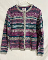 COUNTRY ROSE Pink Blue Fairisle‎ Cardigan Wool Blend Size Small Photo 0