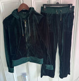 Y2K Juicy couture emerald velour black label tracksuit set- large Photo 0