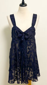 Victorias Secret Purple Blue Sheer Satin Jacquard Vintage Gold Label Chemise Photo 0