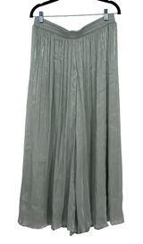 Halara Metallic Sage Green Pleated Wide Leg Palazzo Pants High‎ Waisted L Photo 0