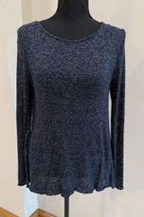 Abercrombie & Fitch navy blue & silver split back long sleeve top blouse size S Photo 0