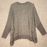 JODIFL sweater oversized heathered tan crew‎ neck sweater side slit ribbed M L Photo 0