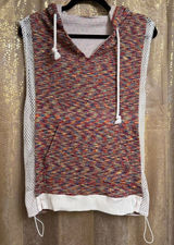 Free People Movement Prism Red Earth Colorful Mesh Hooded Tank Top L Photo 0