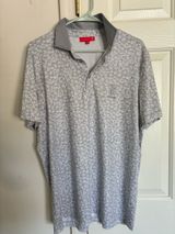 Redvanly Men's M Gray/White Floral Short Sleeve Collared Polo Shirt Logo Photo 0
